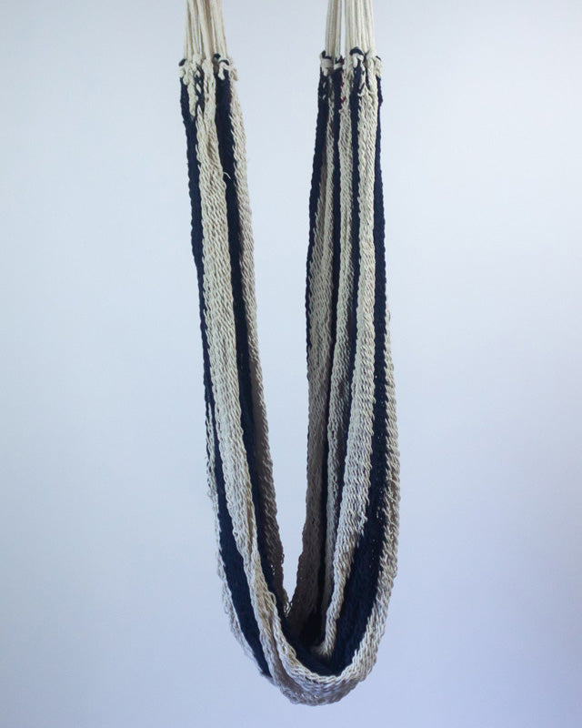Macrame Mountaineer Hammock | White & Navy