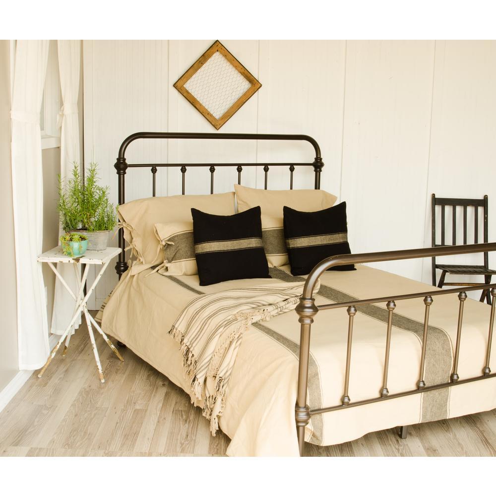 Grain Sack Striped Oat Black Queen Duvet Cover