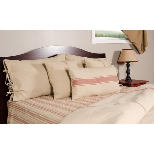 Oat Barn Red Grain Sack Solid Duvet Cover with Tie Closure